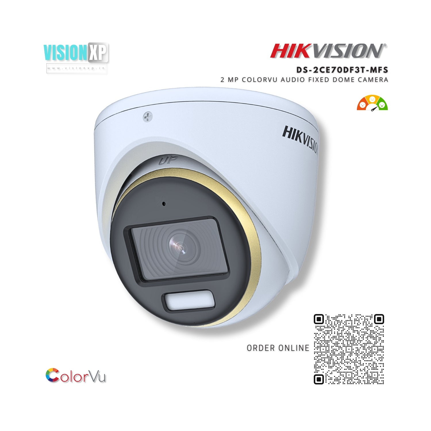 Hikvision DS-2CE70DF3T-MFS 2 MP ColorVu Audio Fixed Turret Camera Hikvision DS-2CE70DF3T-MFS 2 MP ColorVu Audio Fixed Turret Camera